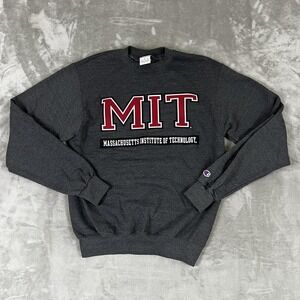 Champion MIT University Sweatshirt Mens Small Gray Crewneck Fleece Pullover